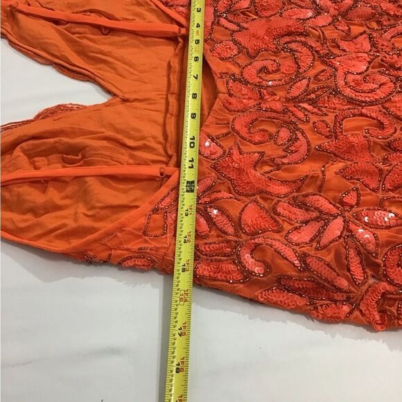 ASOS Orange Sequin Fringe Midi Slip Dress New Size 8 - Picture 12 of 16